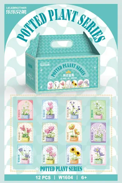 Preserved Flower Building Blocks with Succulent Pot Ornament for Girls - 10