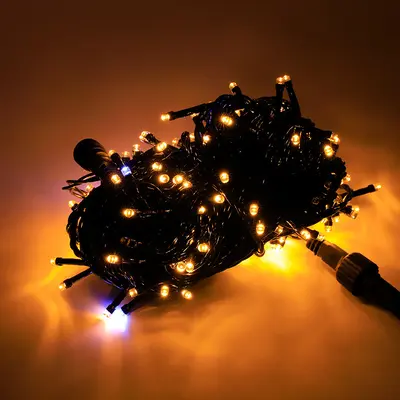 Black Cable Flashing LED String Lights, Waterproof for Outdoor Christmas Use - 12