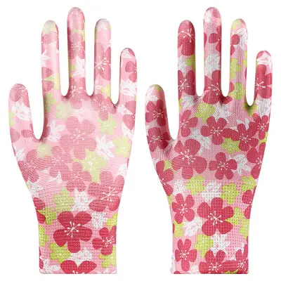 Non-Slip PU-Coated Palm Work Gloves with Dipped Rubber - 9