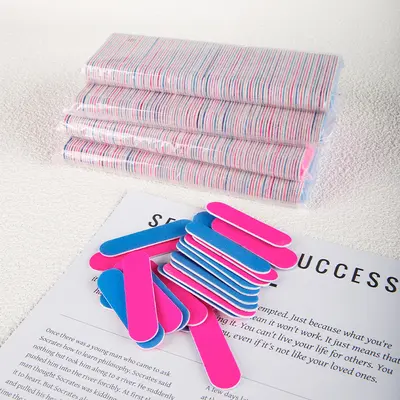 Short Nail Buffing and Shaping Sanding Strips, Pink and Blue Mini Nail File