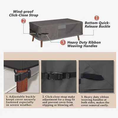 Cross-Border Best-Selling Patio Coffee Table Cover Waterproof Outdoor Furniture Cover Rectangular Small Table Cover Garden Furniture Dust Cover