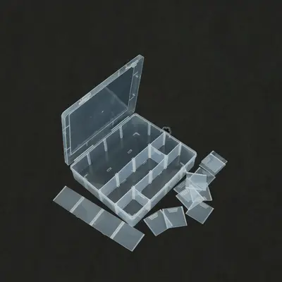 Transparent PP Plastic Organizer Box with Compartments for Desktop and Tackle
