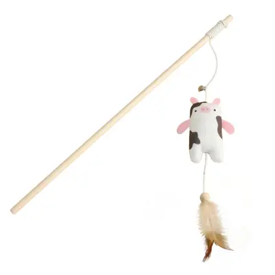 Katzenangel 40 cm mit Holzstab, Feder, interaktiv - 12