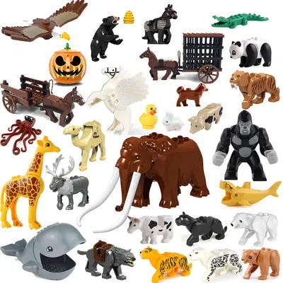 Animal Cognition Building Blocks, Crocodile, Cow, Shark, Tiger, Small Pieces - 1