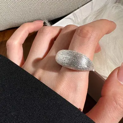 925 silver matte ring women, simple and versatile - 9