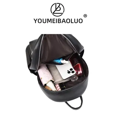 Women's PU Leather Backpack, Large Capacity School and Travel Bag - 3