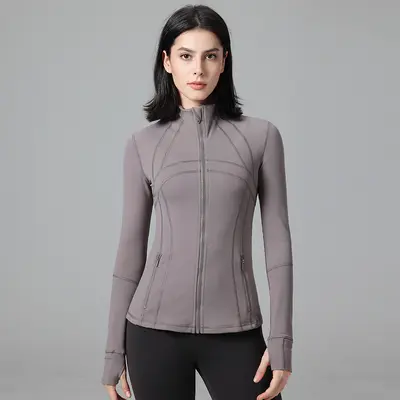 Define Long Sleeve Women's Yoga Top, Stand Collar, Thick Fabric - 7