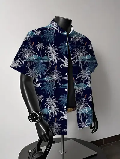 Hong Kong style vintage Hawaiian American short sleeve floral shirt men's summer casual trendy beach couple shirt - 5