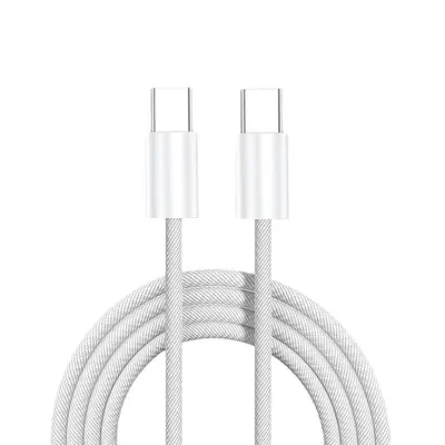 Apple 15 hızlı şarj kablosu PD veri kablosu C'den C'ye makaron örgülü cep telefonu şarj kablosu 60W/100W için uygun