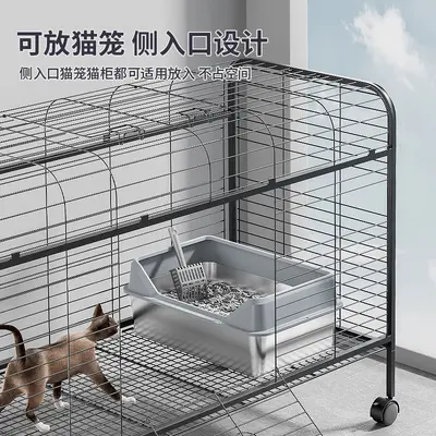 Cross-border stainless steel cat litter box, top-entry with lid, side-opening door, stainless steel cat toilet with high fence, pet supplies
