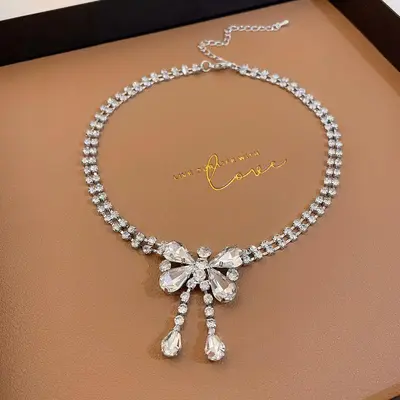 Strass-Quasten-Halskette, edles Design Schlüsselbein-Kette - 13