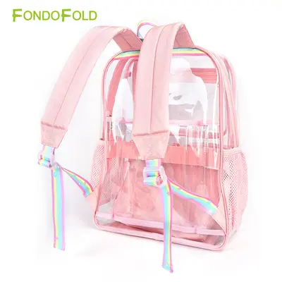 Purple Transparent PVC Large Capacity Backpack, Customizable - 5