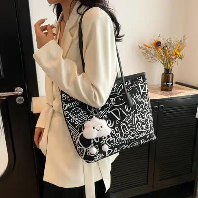 Damen-Schultertasche mit Graffiti-Design, große Kapazität - 3