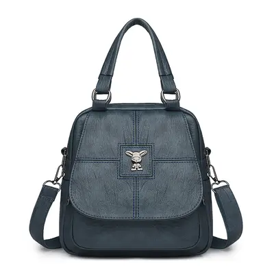 Women's Convertible Backpack and Shoulder Bag, Soft Leather, Retro Style - 8