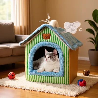 Kedi ve köpek evi yuvası, kışın sıcak tutan, küçük boyutlu köpekler ve kediler, dört mevsim için evrensel, çıkarılabilir ve yıkanabilir köpek evi, kedi yuvası yatağı, evcil hayvan malzemeleri