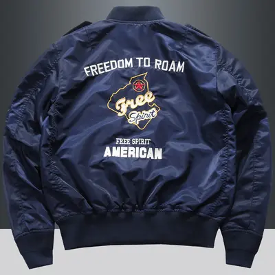 Erkek Kore Tarzı İşlemeli Ma1 Bomber Ceket, Büyük Boy Beyzbol Ceket