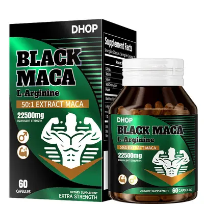 Black Maca and L-Arginine Hard Capsules, Men's Dietary Supplement - 6