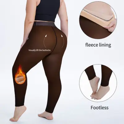 Nine-Point Black Sheer-Look Fleece-Lined Leggings, 200g