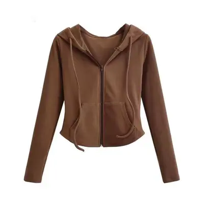 Damen-Hoodie-Strickjacke mit Kapuze, schmale Passform, langärmlig, Frühling und Herbst - 9