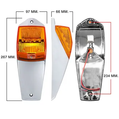 17 LED Truck Side Marker Light, Amber Electroplated Cab Indicator Lamp