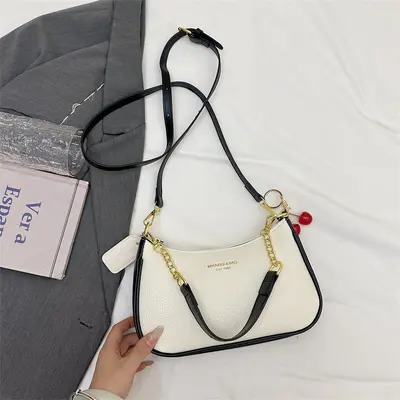 Vintage bedruckte Damen-Achseltasche mit Schultergurt - 11