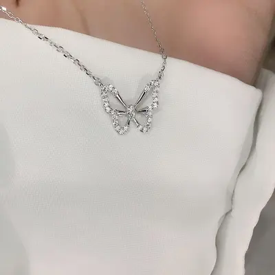S925 Silver Butterfly Pendant Necklace, Premium Design