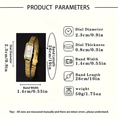 5-Piece Square Dial Women's Quartz Watch Set with Necklace - 5