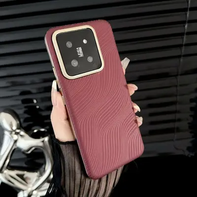Xiaomi 14 ve 14 Pro için deri dokulu koruyucu telefon kılıfı