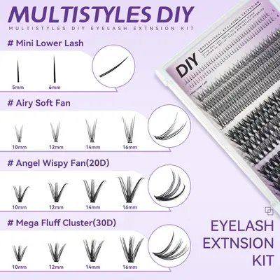Falsche Wimpern Set 20D+30D Familienpackung dicht geschwungen mit Kleber