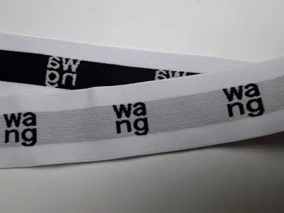 Elastic Rubber Band with Letter Print, Black Text on White Background - 11
