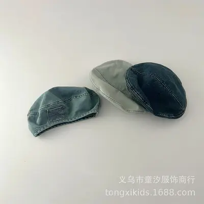 Kore Tarzı Çocuk Kot Bere Şapka, İlkbahar Sonbahar Yaz, Erkek ve Kız Çocuk