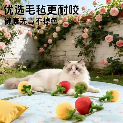 Cat Teaser Wand with Persimmon-Shaped Toy and Bell - 3