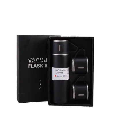 Portable Stainless Steel Thermos Cup with Three Lids, Gift Box Set - 6