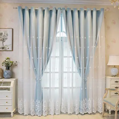 Double-Layer Blackout and Sheer Curtain for Bay Windows and Living Rooms - 11