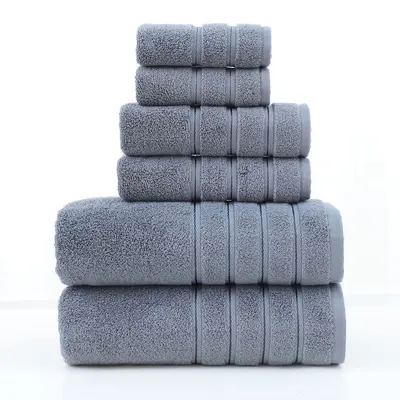 Cotton towel set 6-piece twill weave combed cotton bath and hand towels - 11