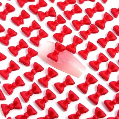 3D Resin Bow Nail Art Charm Set, Solid Colour, DIY - 9