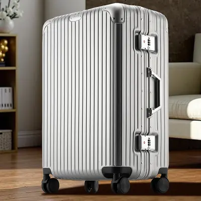 Aluminum Frame Trolley Suitcase with Combination Lock, Silent Wheels - 9