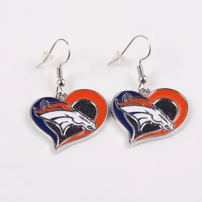 NFL Heart-Shaped Enamel Drop Earrings with Team Logos - 9