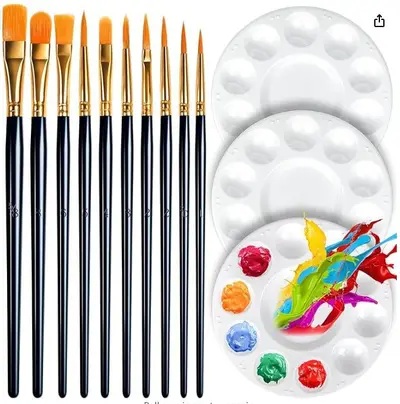 20-Piece Nylon Brush Set for Oil, Gouache, Watercolor and Acrylic Painting
