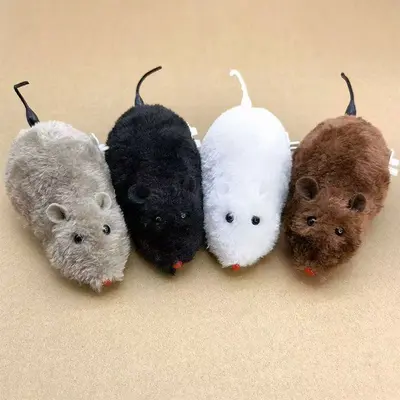 Gerçekçi fare şeklinde peluş kedi oyuncağı, mekanik fare - 5
