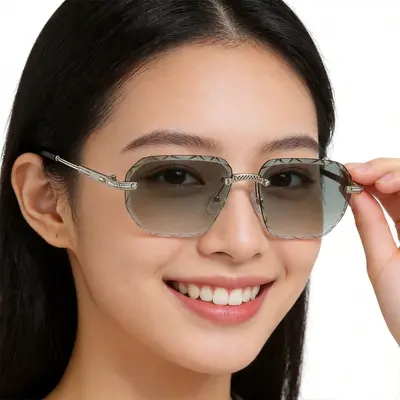 Polygon Frameless Retro Sunglasses for Women and Men, Fashion Style - 1