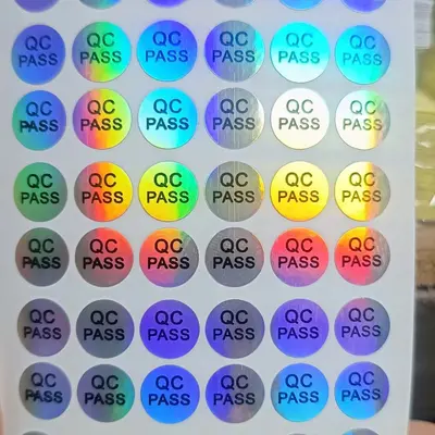 qc etiketi şeffaf kaliteli rulo halinde paketlenmiş yuvarlak etiket qcpass etiketi yuvarlak lazer kalite kontrol etiketi QC lazer etiketi - 10