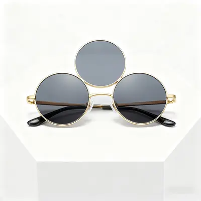 Runde Unisex-Sonnenbrille im Retro-Stil - 4