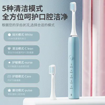 礼品跨境震动软毛牙刷冲牙器充电款自动超声波式成人电动牙刷厂家