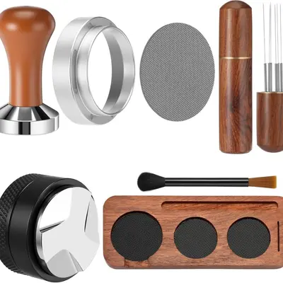 Coffee Tool Set with Adjustable Tamper and Distribution Needle - 8