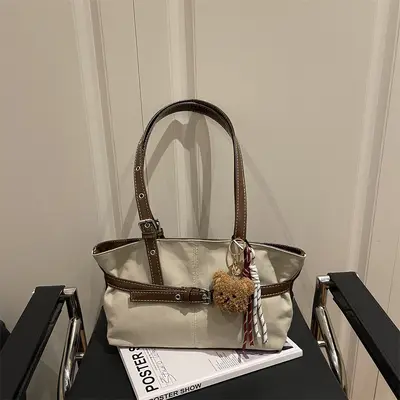 Women's Single Shoulder Bag Large Capacity Retro Simple Tote Bag Autumn Winter - 10