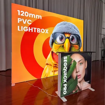 Vertical LED Light Box Fabric Display Stand for Exhibitions
