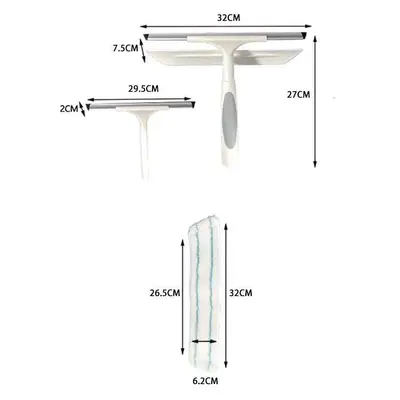 Double-Sided Microfiber Window Cleaner with 2-in-1 Replacement Squeegee Head - 3