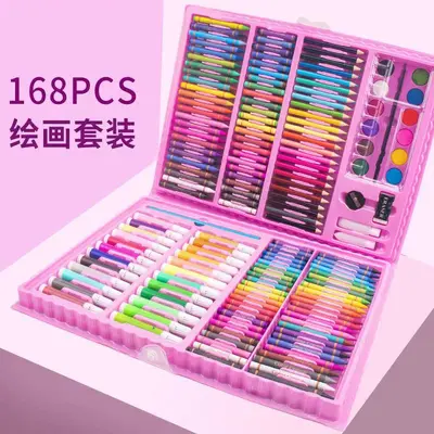 Kindermalpinsel-Set Geschenkbox 150-teiliges Malset Kindergarten Kunstmalset Aquarellstift Grundschüler spezial Luxusausführung - 11