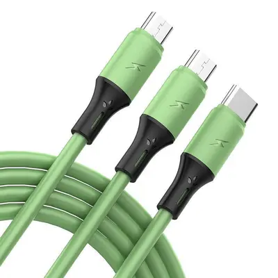 Apple ve Android için uygun üç kafalı veri kablosu üçü bir arada hızlı şarj şarj kablosu tipi veri kablosu örgülü bir ila üç